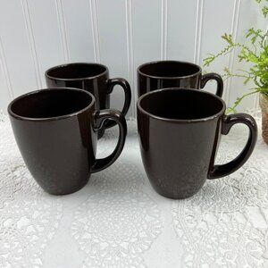 Corelle Set of 4 Stoneware Coffee Tea Mugs 10 Oz Brown